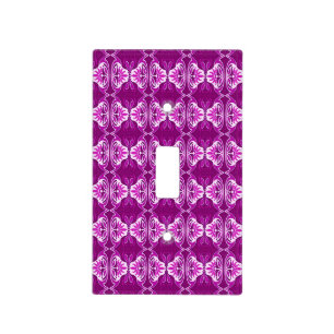 Art Deco wallpaper pattern - deep purple and white Light Switch Cover