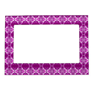 Art Deco wallpaper pattern - deep purple and white Magnetic Frame