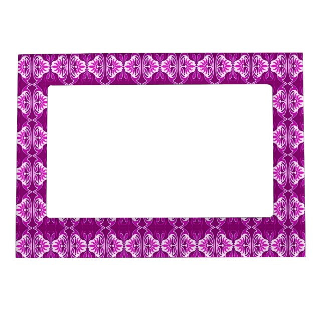 Art Deco wallpaper pattern - deep purple and white Magnetic Frame (Front)