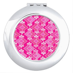 Art Deco Wallpaper Pattern, Fuchsia Pink Compact Mirror