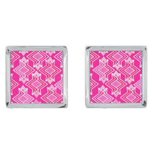Art Deco Wallpaper Pattern, Fuchsia Pink Cufflinks