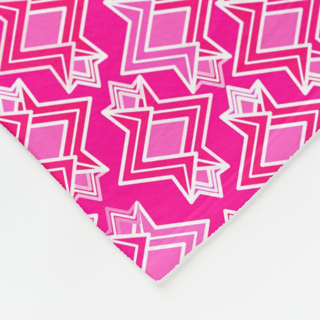 Art Deco Wallpaper Pattern, Fuchsia Pink Fleece Blanket (Corner)
