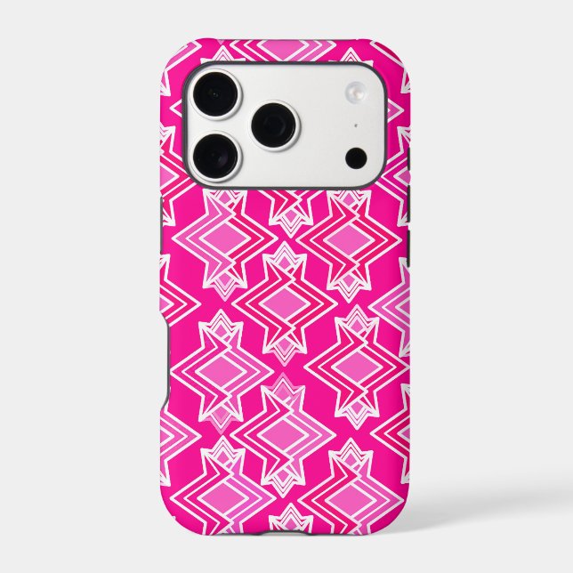 Art Deco Wallpaper Pattern, Fuchsia Pink Iphone Case (Back)