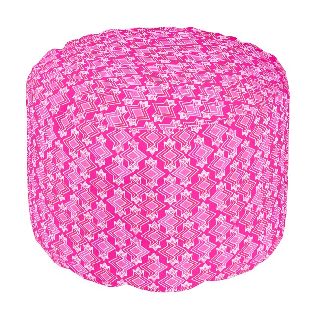 Art Deco Wallpaper Pattern, Fuchsia Pink Pouf (Angled Front)