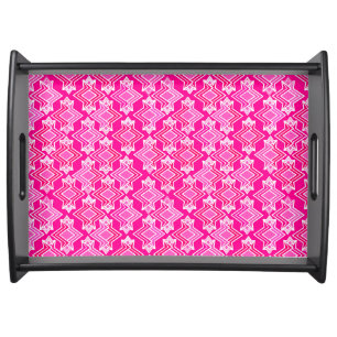 Art Deco Wallpaper Pattern, Fuchsia Pink Serving Tray