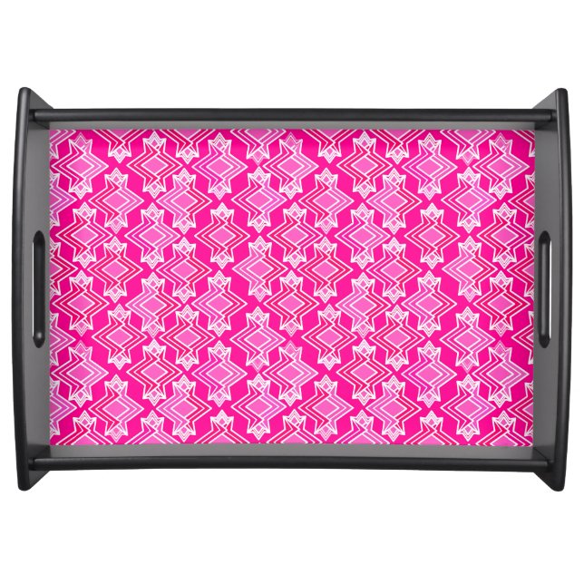 Art Deco Wallpaper Pattern, Fuchsia Pink Serving Tray (Front)