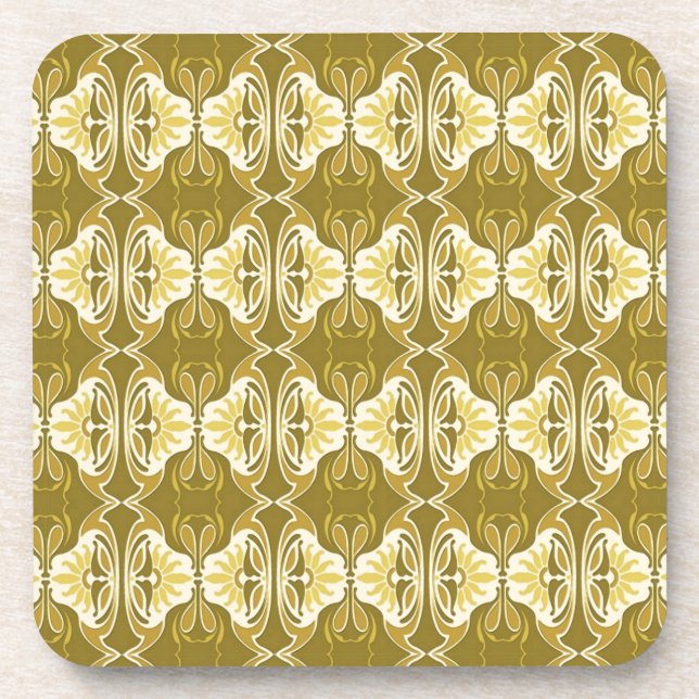 Art Deco wallpaper pattern - gold and white Drink Coaster (Front)