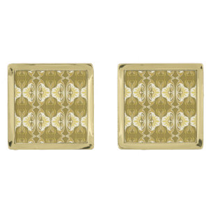 Art Deco wallpaper pattern - gold and white Gold Cufflinks