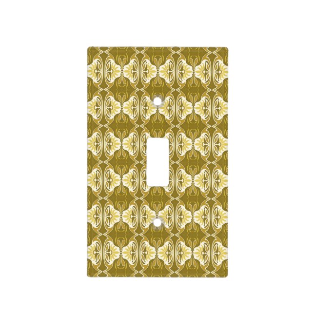 Art Deco wallpaper pattern - gold and white Light Switch Cover (Front)