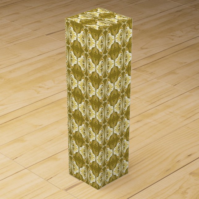 Art Deco wallpaper pattern - gold and white Wine Box (Front)