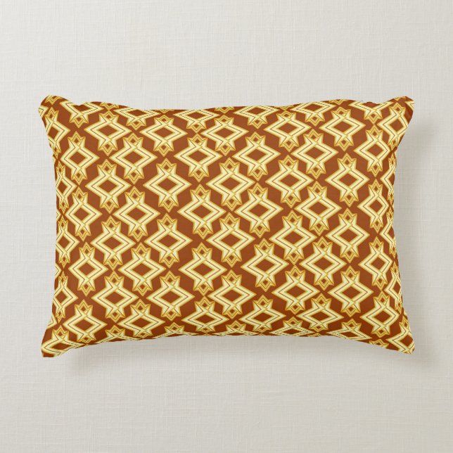 Art Deco Wallpaper Pattern, Golden Brown Accent Pillow (Front)