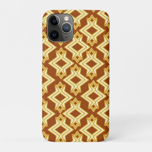 Art Deco Wallpaper Pattern Golden Brown iPhone 11 Pro Case