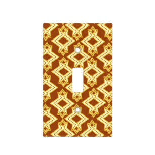 Art Deco Wallpaper Pattern, Golden Brown Light Switch Cover