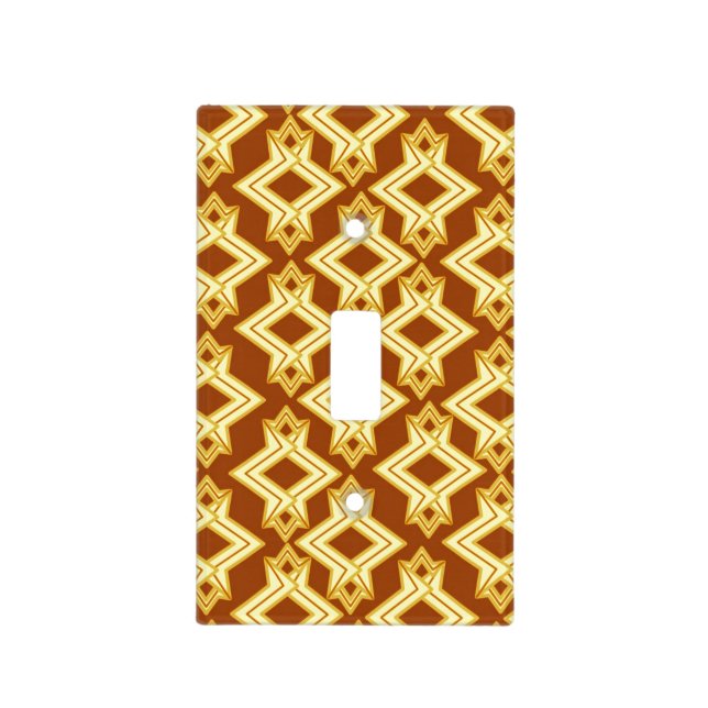 Art Deco Wallpaper Pattern, Golden Brown Light Switch Cover (Front)