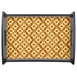 Art Deco Wallpaper Pattern, Golden Brown Serving Tray