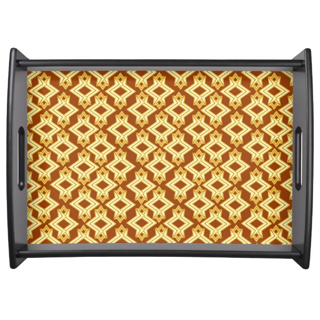 Art Deco Wallpaper Pattern, Golden Brown Serving Tray (Front)