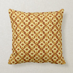 Art Deco Wallpaper Pattern, Golden Brown Throw Pillow