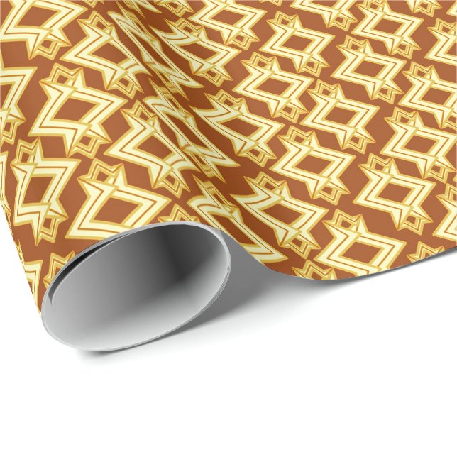Art Deco Wallpaper Pattern, Golden Brown Wrapping Paper (Roll Corner)
