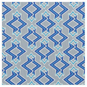 Art Deco Wallpaper Pattern, Gray / Grey and Blue Fabric