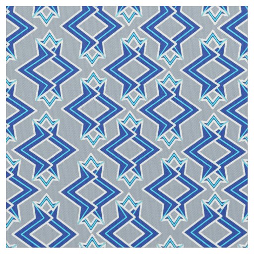 Art Deco Wallpaper Pattern, Gray / Grey and Blue Fabric