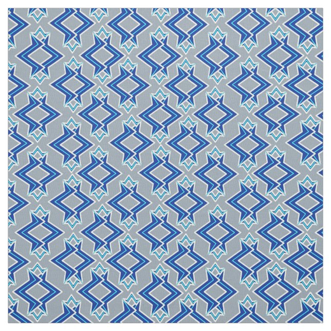 Art Deco Wallpaper Pattern, Gray / Grey and Blue Fabric (Swatch)