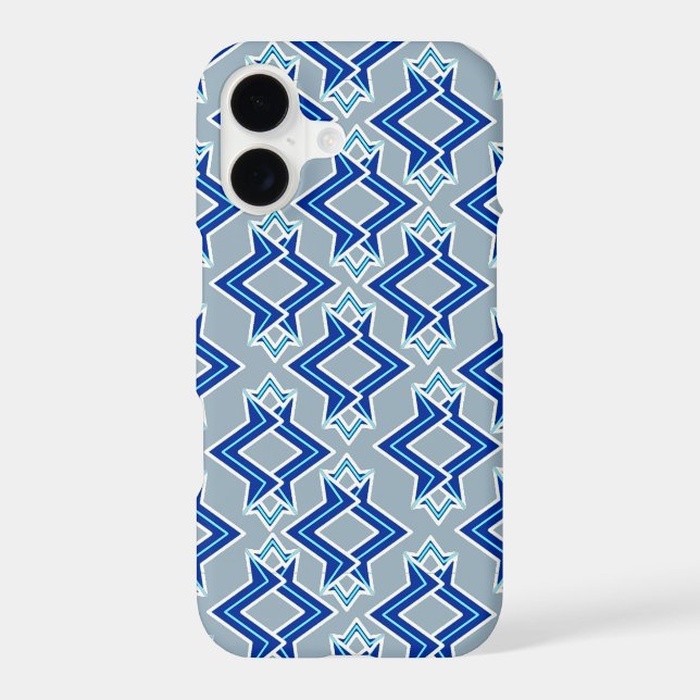 Art Deco Wallpaper Pattern, Gray / Grey and Blue Iphone Case (Back)