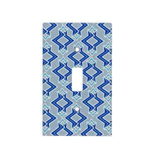 Art Deco Wallpaper Pattern, Gray / Grey and Blue Light Switch Cover