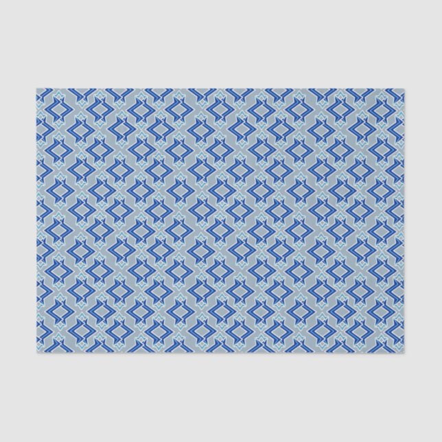 Art Deco Wallpaper Pattern, Gray / Grey and Blue Tissue Paper (Front)