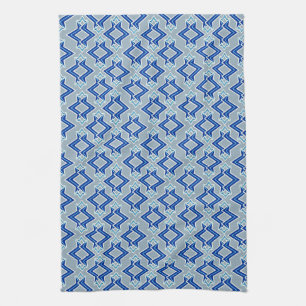 Art Deco Wallpaper Pattern, Gray / Grey and Blue Towel