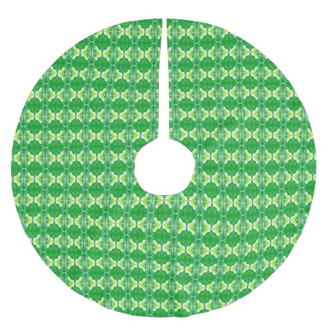 Art Deco wallpaper pattern - green and white Brushed Polyester Tree Skirt (Front)