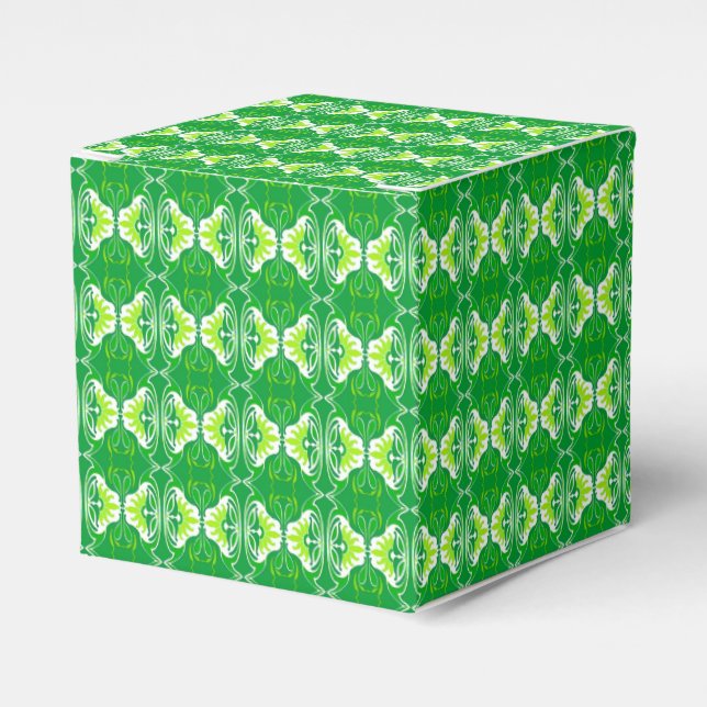 Art Deco wallpaper pattern - green and white Favor Boxes (Front Side)