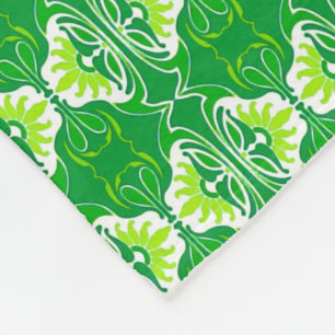 Art Deco wallpaper pattern - green and white Fleece Blanket