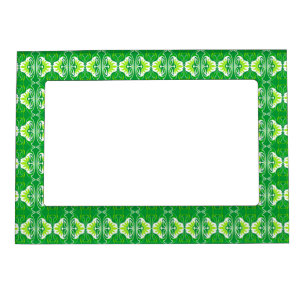 Art Deco wallpaper pattern - green and white Magnetic Photo Frame