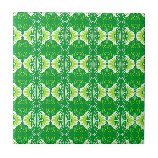 Art Deco wallpaper pattern - green and white Tile (Front)