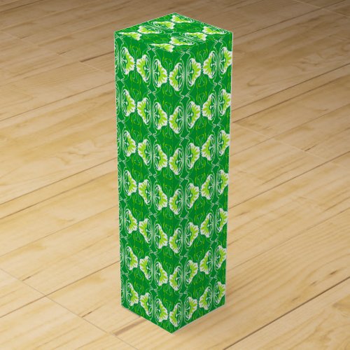 Art Deco wallpaper pattern _ green and white Wine Gift Box