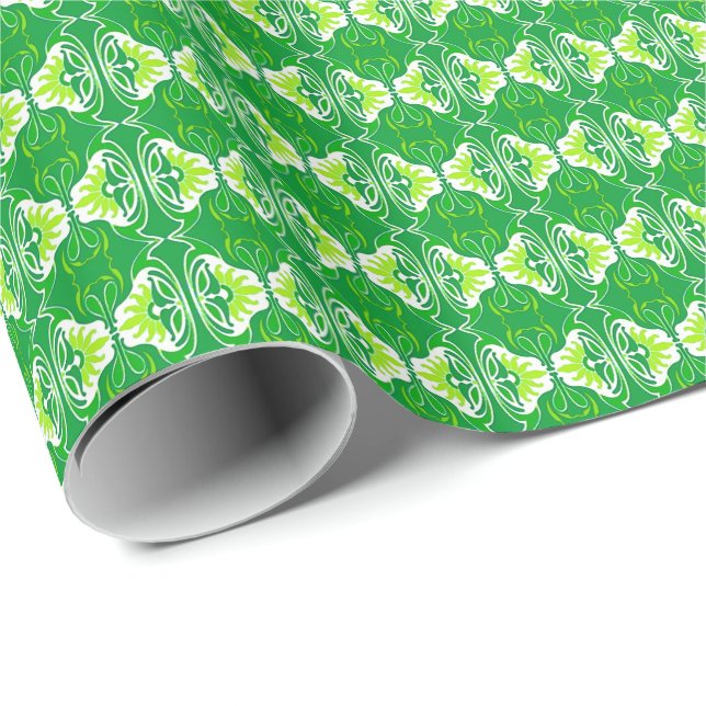 Art Deco wallpaper pattern - green and white Wrapping Paper (Roll Corner)