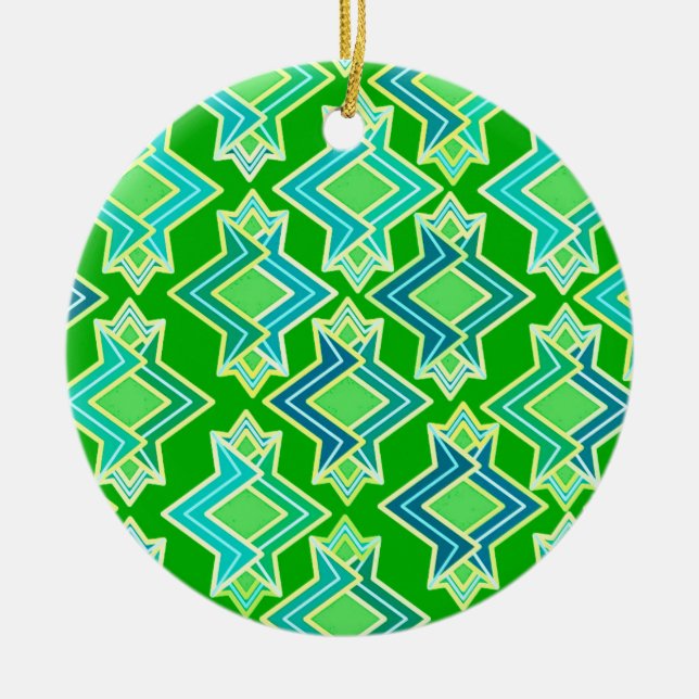 Art Deco Wallpaper Pattern, Jade Green Ceramic Ornament (Front)
