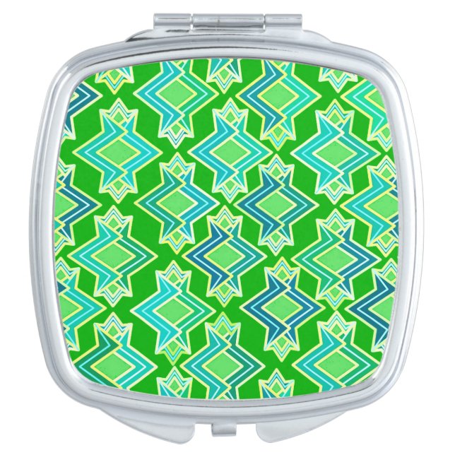Art Deco Wallpaper Pattern, Jade Green Compact Mirror (Front)