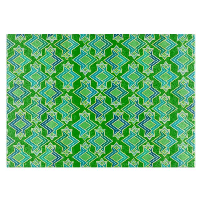 Art Deco Wallpaper Pattern, Jade Green Cutting Board (Front)
