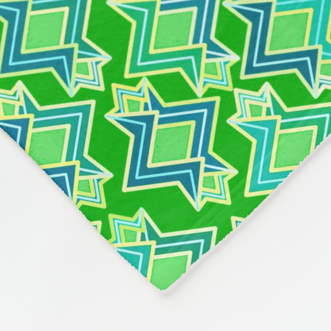 Art Deco Wallpaper Pattern, Jade Green Fleece Blanket (Corner)