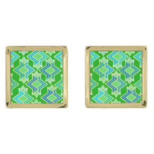 Art Deco Wallpaper Pattern, Jade Green Gold Cufflinks