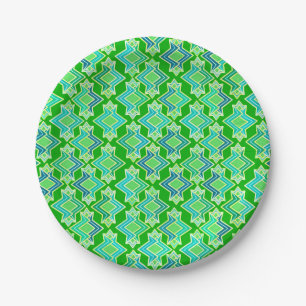 Art Deco Wallpaper Pattern, Jade Green Paper Plates