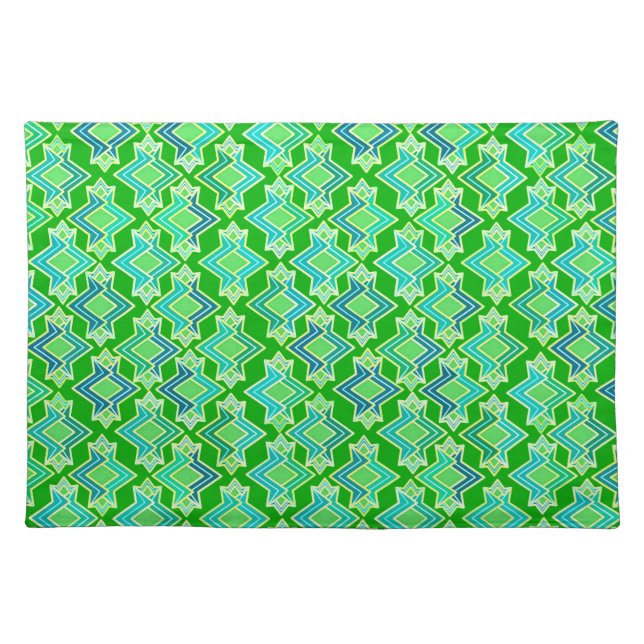 Art Deco Wallpaper Pattern, Jade Green Placemat (Front)