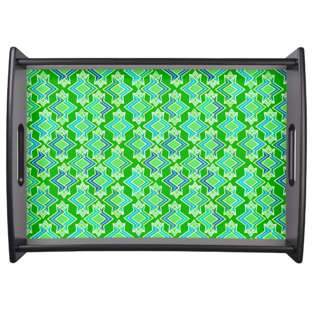 Art Deco Wallpaper Pattern, Jade Green Serving Tray (Front)