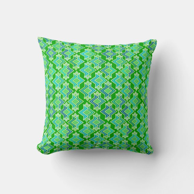 Art Deco Wallpaper Pattern, Jade Green Throw Pillow (Front)