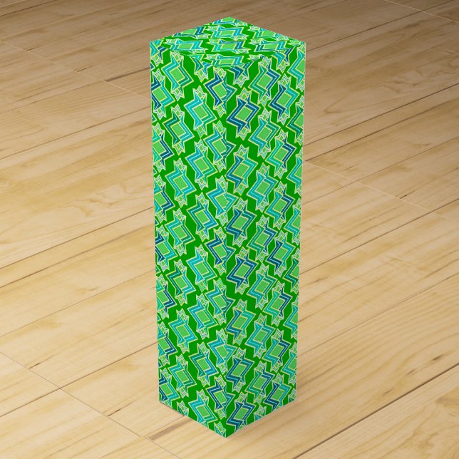 Art Deco Wallpaper Pattern, Jade Green Wine Box (Front)