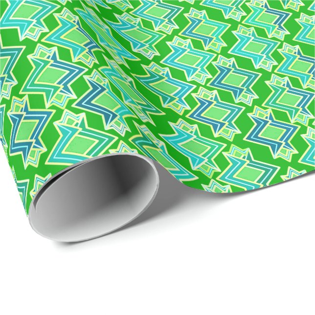 Art Deco Wallpaper Pattern, Jade Green Wrapping Paper (Roll Corner)