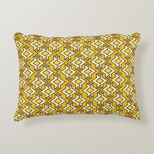 Art Deco Wallpaper Pattern, Mustard Gold Accent Pillow (Front)