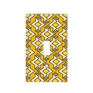 Art Deco Wallpaper Pattern, Mustard Gold Light Switch Cover