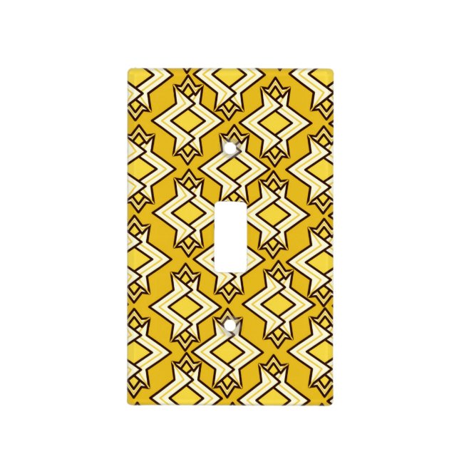 Art Deco Wallpaper Pattern, Mustard Gold Light Switch Cover (Front)